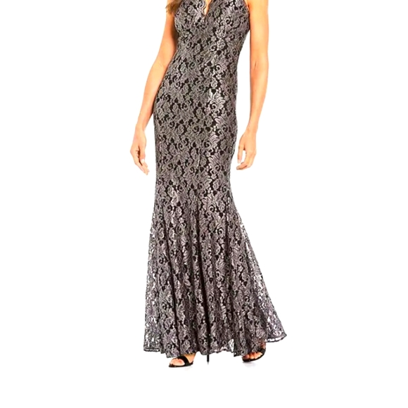 Sleeveless Halter Neck Scallop Keyhole Mermaid Gown - Picture 1 of 4